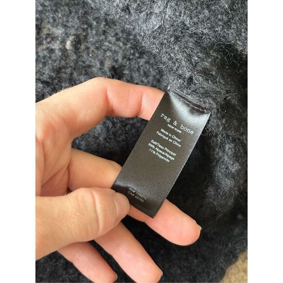 RAG & BONE FREDA ALPACA BLEND V NECK SWEATER size S Small Black Relaxed - Picture 8 of 10